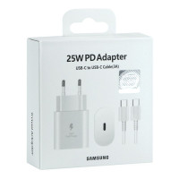 Сетевое зарядное устройство Samsung 25W с кабелем Type-C to Type-C, (EP-TA800XBEGCN) Белый, оригинал (Класс А)