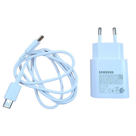 Сетевое зарядное устройство Samsung 25W с кабелем Type-C to Type-C, (EP-TA800XBEGCN) Белый, оригинал (Класс А)