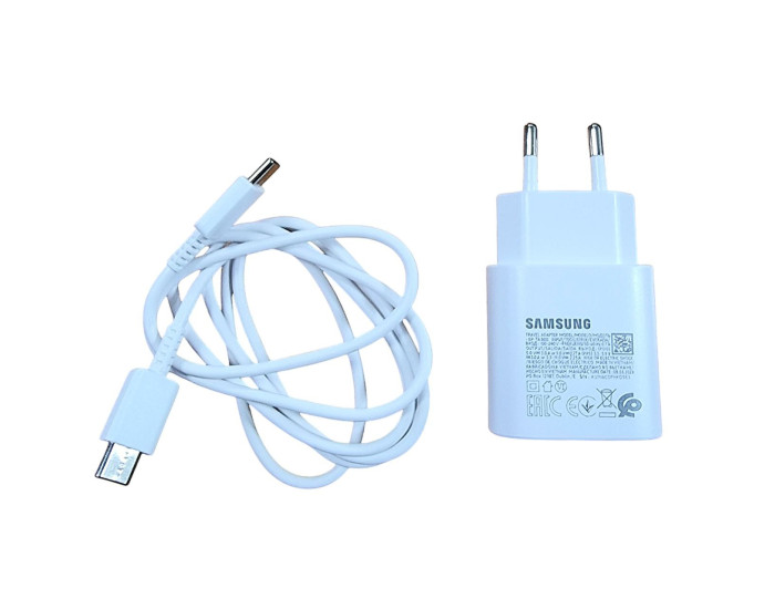 Мережеве зарядний пристрій Samsung 25W з кабелем Type-C to Type-C (EP-TA800XBEGCN) Білий