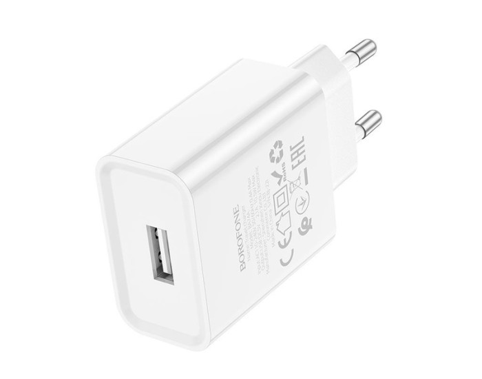 Мережеве зарядний пристрій Borofone BA74A (1USB / 2.1A) White