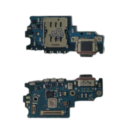 Шлейф для Samsung G990 Galaxy S21 FE 5G коннектора зарядки, с SIM-конектором, с микрофоном, оригинал (Класс B)