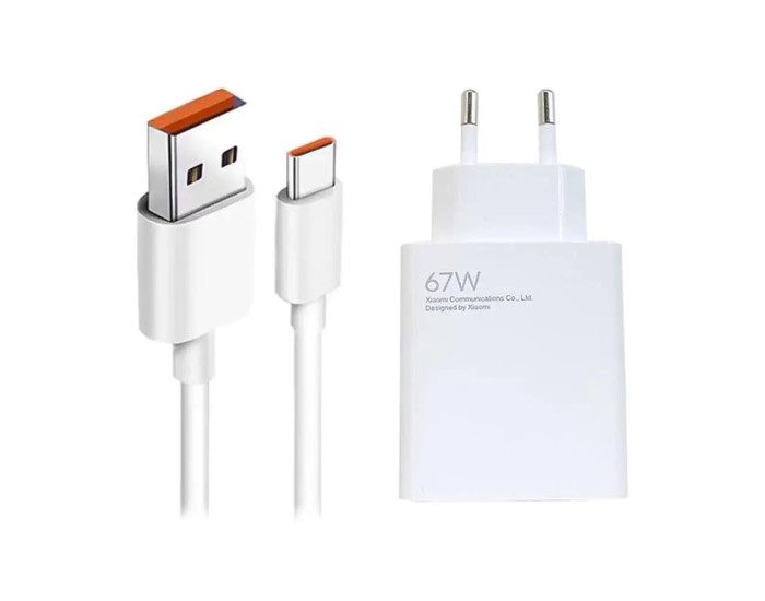Мережеве зарядний пристрій Xiaomi (MDY-12-ES) 67W з кабелем Type-C to Type-C Білий