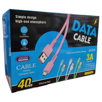 Кабель USB Jokade JA028 Micro USB Silicone 3A Smart charging (Box 40шт / Mix)