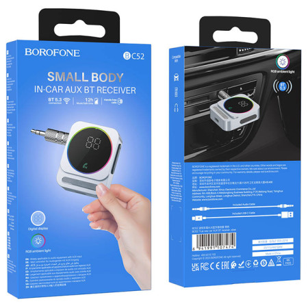 Автомобильный FM-Модулятор Borofone BC52 True Way Car AUX BT Receiver Grey