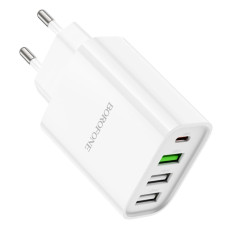 Мережеве зарядний пристрій Borofone BA79A Clever (PD20W+QC3.0) (3 USB-A+ 1 USB-C) Білий