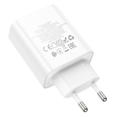 Мережеве зарядний пристрій Borofone BA79A Clever (PD20W+QC3.0) (3 USB-A+ 1 USB-C) Білий