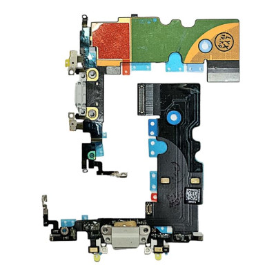 Шлейф для iPhone 8/SE 2020/SE 2022, конектора зарядки, з мікрофоном, Білий оригінал