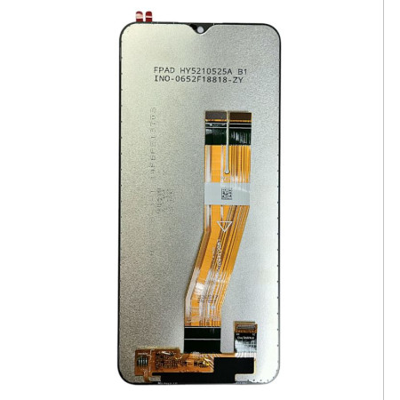 Дисплей с сенсорным экраном (модуль) Samsung A037 A03s, черный, желтый шлейф, оригинал 160.5mm x 72mm (Класс B)