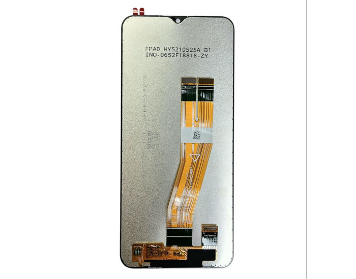 Дисплей с сенсорным экраном (модуль) Samsung A037 A03s, черный, желтый шлейф, оригинал 160.5mm x 72mm