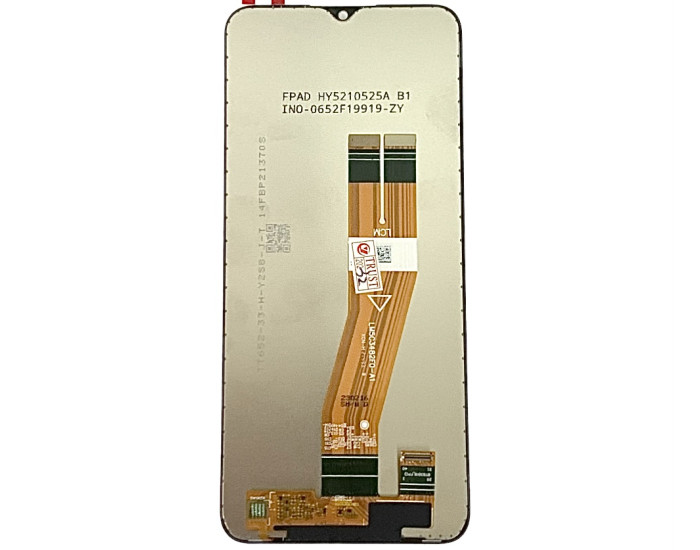 Дисплей с сенсорным экраном (модуль) Samsung A03 A035 / A02S A025 / M02s M025, черный, желтый шлейф, оригинал, 160.5mm x 72mm