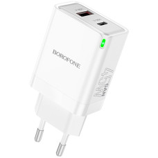 Мережеве зарядний пристрій Borofone BN16 (PD45W/QC3.0) (USB-A+USB-C) White