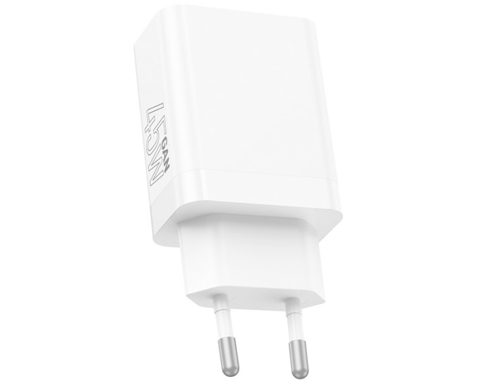 Мережеве зарядний пристрій Borofone BN16 (PD45W/QC3.0) (USB-A+USB-C) White