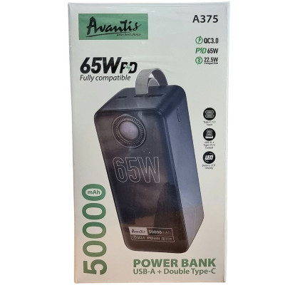 Портативная батарея Aspor A375 50000mAh Notebook Series PD65W (5V-20V) Черный