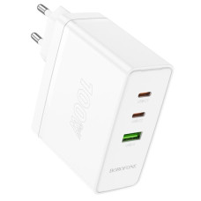 Мережеве зарядний пристрій Borofone BN11 Imperial PD100W GaN (2USB-C+USB-A) Білий