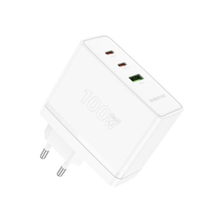 Сетевое зарядное устройство Borofone BN11 Imperial PD100W GaN (2USB-C+USB-A) Белый