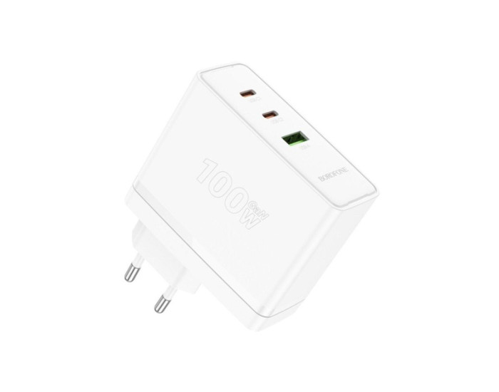 Мережеве зарядний пристрій Borofone BN11 Imperial PD100W GaN (2USB-C+USB-A) Білий