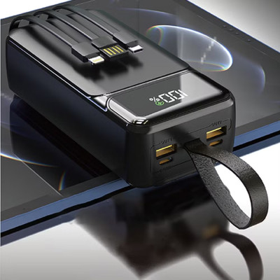 Портативная батарея Aspor A318 40000mAh (22.5W/QC 4.0/PD) + cable USB/Lightning/Type-C чорний