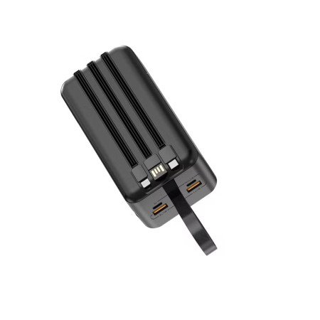 Портативная батарея Aspor A318 40000mAh (22.5W/QC 4.0/PD) + cable USB/Lightning/Type-C чорний