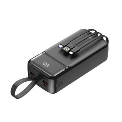 Портативная батарея (Power Bank) Aspor A317 с кабелом (USB/Lightning/Type-C) (22.5W/PD) 30000mAh черный