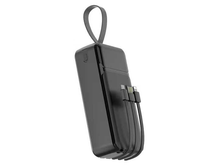 Портативная батарея (Power Bank) Aspor A317 с кабелом (USB/Lightning/Type-C) (22.5W/PD) 30000mAh черный