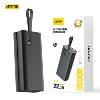 Портативная батарея (Power Bank) Aspor A337 (PD/QC4.0/22.5W) 30000mAh черный