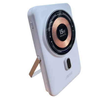 Портативная батарея (Power Bank) Aspor A327 с MagSafe с кабелем (Lightning/Type-C) (37Wh) 10000mAh белый