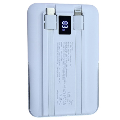 Портативная батарея (Power Bank) Aspor A327 с MagSafe с кабелем (Lightning/Type-C) (37Wh) 10000mAh белый