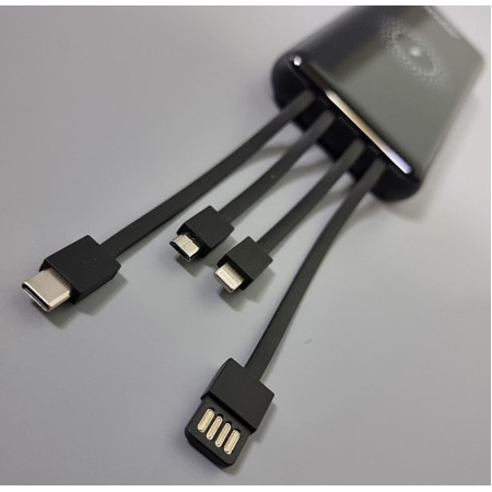 Портативная батарея Aspor A305 Wireless Charger 10000mAh (QC4.0+PD) 22.5W+ cable USB/Micro/Lightning/Type-C Черный