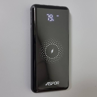 Портативная батарея Aspor A305 Wireless Charger 10000mAh (QC4.0+PD) 22.5W+ cable USB/Micro/Lightning/Type-C Черный