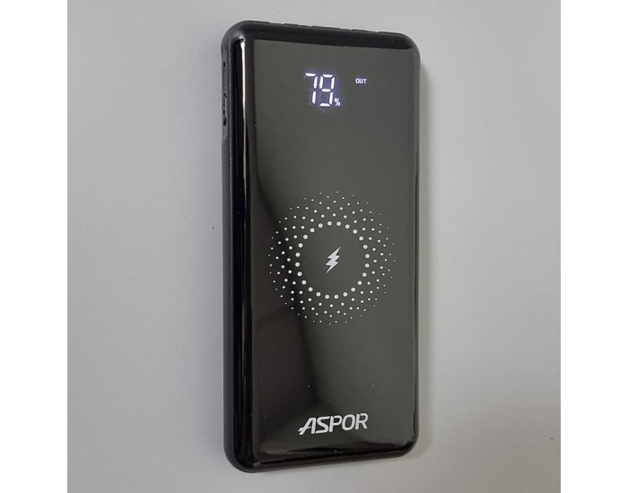 Портативная батарея (Power Bank) Aspor A305 Wireless Charger 10000mAh (QC4.0+PD) 22.5W+ cable USB/Micro/Lightning/Type-C, черный