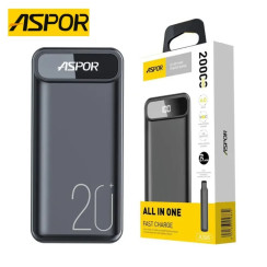 Портативна батарея (Power Bank) Aspor A396 Fast Charge (22.5W/PD)(USB-C) 20000mAh чорний