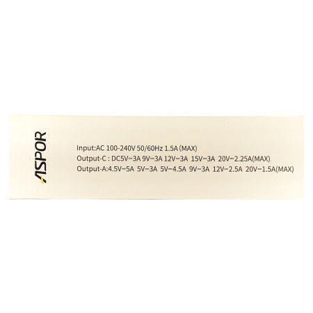 Сетевое зарядное устройство Aspor A839 45W PD QC (UCB C+A) Белый