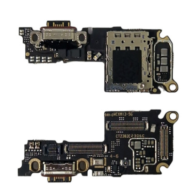 Шлейф для Xiaomi 13, конектора зарядки, мікрофона, з компонентами, High Copy