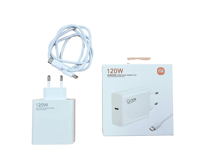 Мережеве зарядний пристрій Xiaomi (MDY-12-ES) 120W USB-C + Кабель Type-C to Type-C Білий