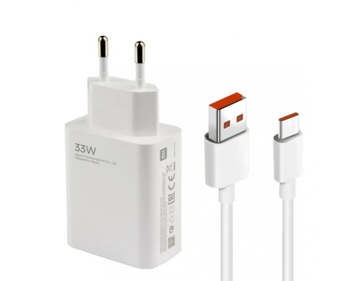 Мережеве зарядний пристрій Xiaomi (VCA7GA) 33W USB-A + USB Кабель Type-C Білий