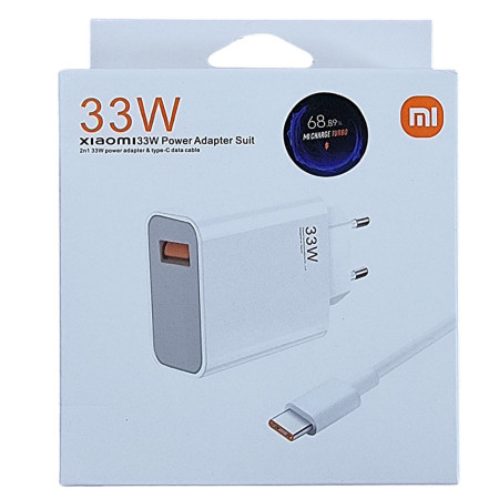 Сетевое зарядное устройство Xiaomi (VCA7GA) 33W USB-A + USB кабель Type-C Белый