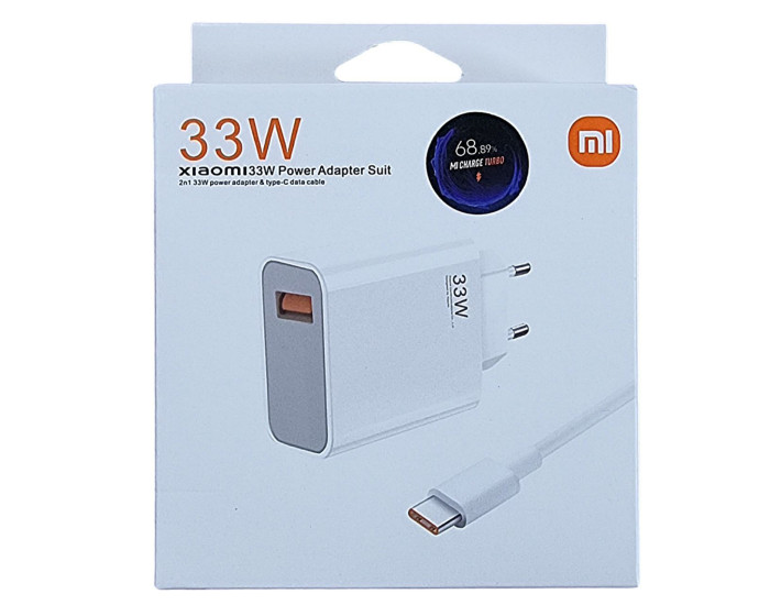 Мережеве зарядний пристрій Xiaomi (VCA7GA) 33W USB-A + USB Кабель Type-C Білий