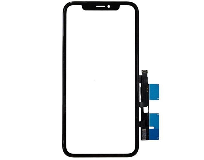 Сенсор Apple iPhone XR, с OCA, с микросхемой, с рамкой, черный, оригинал