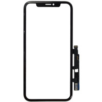 Сенсор Apple iPhone XR, с OCA, с микросхемой, с рамкой, черный, оригинал, Mitsubishi