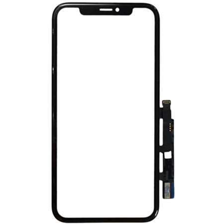 Сенсор Apple iPhone XR, с OCA, с микросхемой, с рамкой, черный, оригинал, Mitsubishi