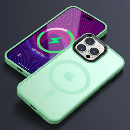 Чехол-силикон Metal Buttons with MagSafe Colorful Apple iPhone 14 Pro Mint