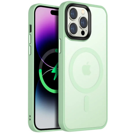 Чехол-силикон Metal Buttons with MagSafe Colorful Apple iPhone 14 Pro Mint