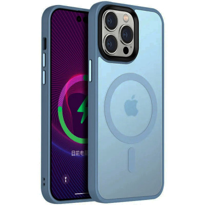 Чохол-силікон Metal Buttons with MagSafe Colorful Apple iPhone 14 Pro, синій