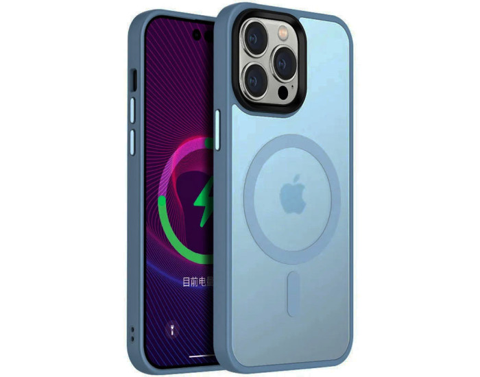 Чехол-силикон Metal Buttons with MagSafe Colorful Apple iPhone 14 Pro, Синий