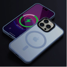 Чехол-силикон Metal Buttons with MagSafe Colorful Apple iPhone 14 Pro, Синий