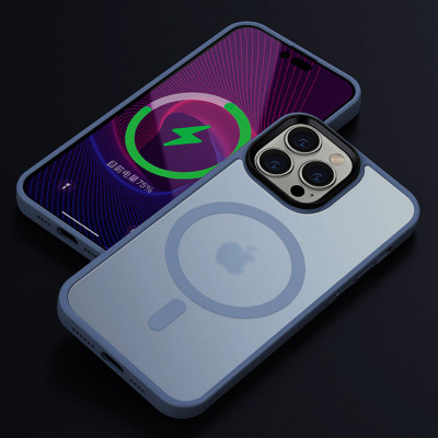 Чохол-силікон Metal Buttons with MagSafe Colorful Apple iPhone 14 Pro, синій