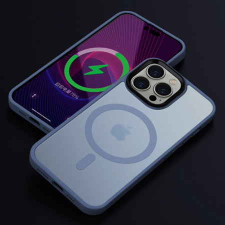 Чехол-силикон Metal Buttons with MagSafe Colorful Apple iPhone 14 Pro, Синий