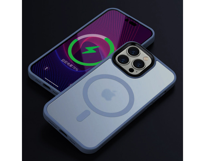 Чехол-силикон Metal Buttons with MagSafe Colorful Apple iPhone 14 Pro, Синий