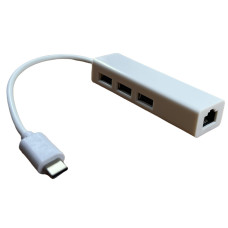 Переходник USB HUB Type-C (3 USB + LAN) Adapter для MacBook / RJ45