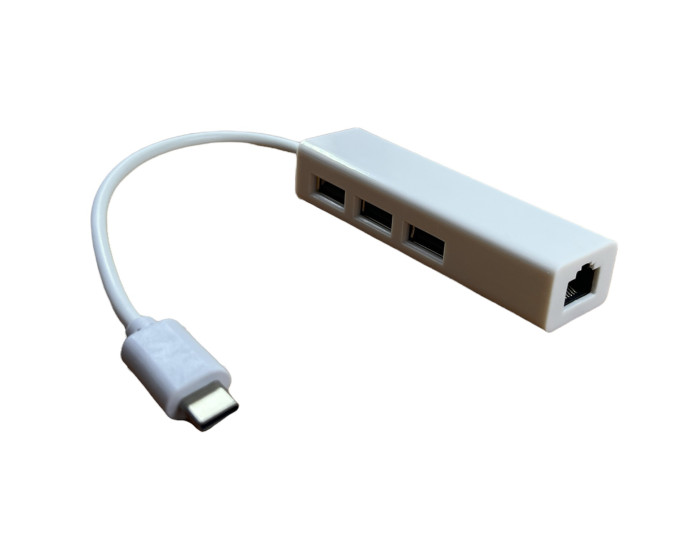 Переходник USB HUB Type-C (3 USB + LAN) Adapter для MacBook / RJ45
